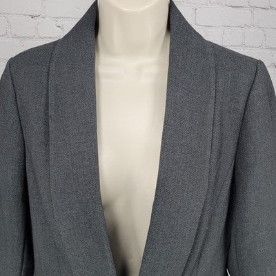Ann Taylor Grey Hook & Loop Shawl Lapel Lined Stretch Suit Jacket 8