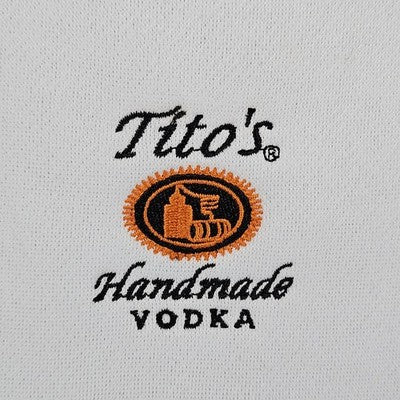 Tito's Vodka White Orange Pixel Print Embroidered Logo Pullover Sweatshirt XL