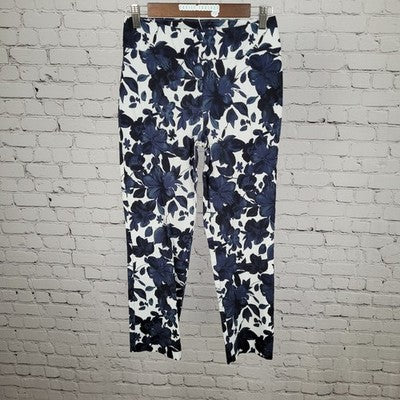 Joseph Ribkoff Blue Floral Lightweight Stretch Mid Rise Pants Size 8 (26x36)