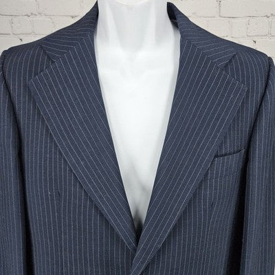 VTG Barney's Monte Cristo DeLuxe Navy Pinstriped Notch Blazer Sport Coat USA 38