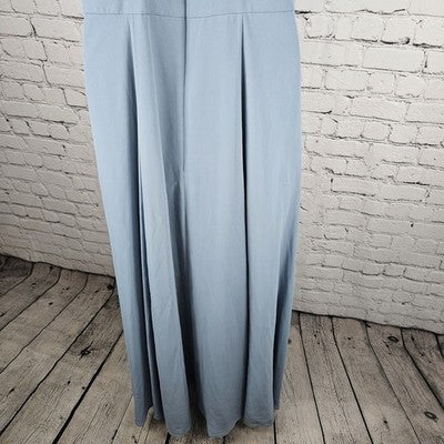 Jenny Yoo Blue Chiffon Strappy Open Back Side Slit Bridesmaid Maxi Dress 10