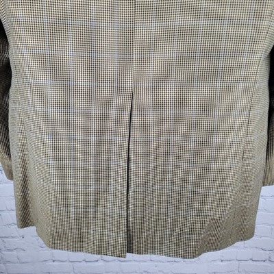 VTG Harold Powell Black Tan Houndstooth 3 Button Notch Blazer Sport Coat USA 42R