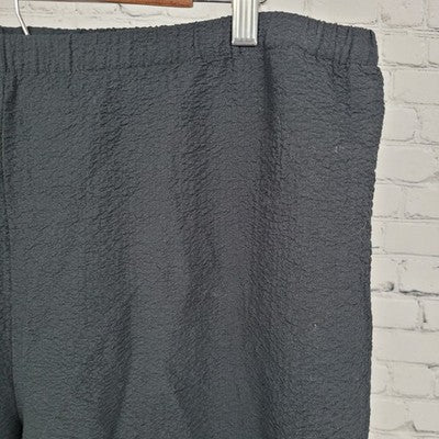 Orvis Black Textured Lightweight High Rise Pull On Straight Leg Pants 36x27.5