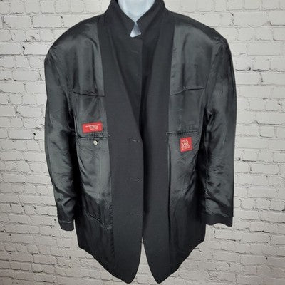 VTG Jos A Bank Black 100% Wool 3 Button Ventless Notch Blazer Sport Coat 46R