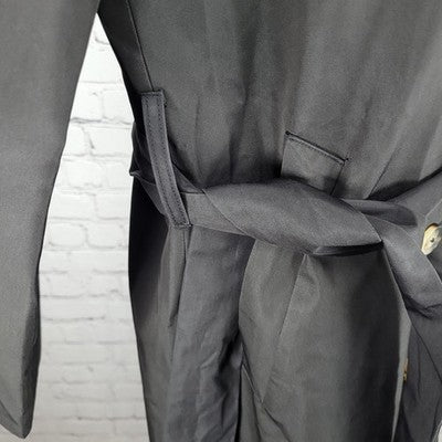 Caara Black Double Breasted Buttoned Belted Lightweight Trench Pea Coat Small S