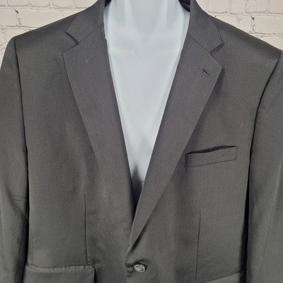Haggar Black Tailored Fit 2 Button Double Vent Notch Blazer Sport Coat Size 48R