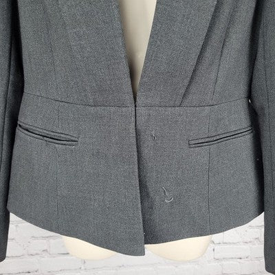 Ann Taylor Grey Hook & Loop Shawl Lapel Lined Stretch Suit Jacket 8
