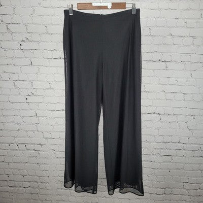 VTG JS Collections Black Mesh Overlay Wide Leg High Rise Pants 6P (27x30)