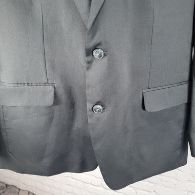 Haggar Black Tailored Fit 2 Button Double Vent Notch Blazer Sport Coat Size 48R