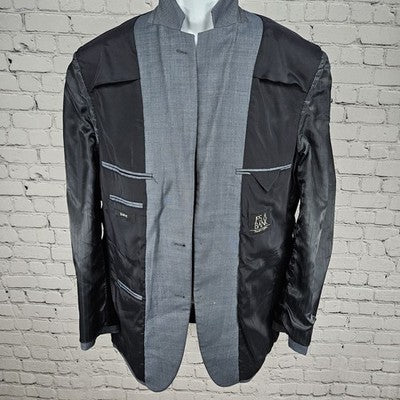 Jos A Bank Grey Blue Wool Traveler Slim Fit 2 Button Notch Blazer Sport Coat 42L