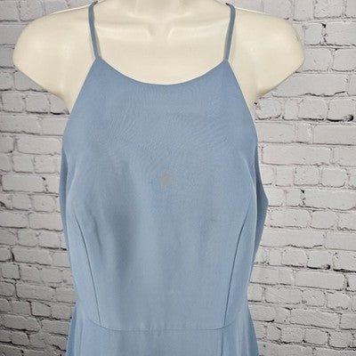 Jenny Yoo Blue Chiffon Strappy Open Back Side Slit Bridesmaid Maxi Dress 10