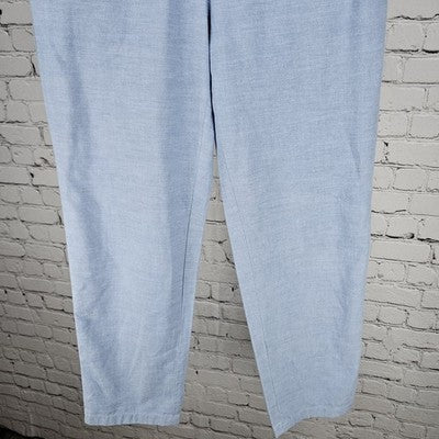 Talbots Blue Relaxed Chambray 100% Cotton Mid Rise Tapered Pants 4P (31x26)