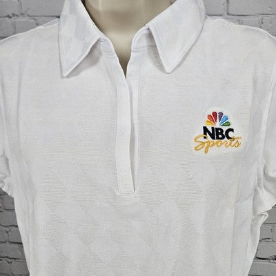 NWT NBC Sports White Diamond Jaquard Short Sleeve Polo Workwear Shirt Large L