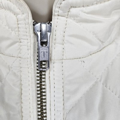 Talbots Ivory Quilted Insulated Lightweight Stand Up Collar Zip Jacket Petite