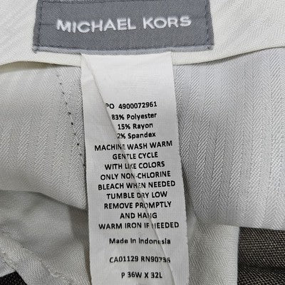 Michael Kors Brown Flat Front Straight Leg Stretch Dress Pants Trousers 36x32