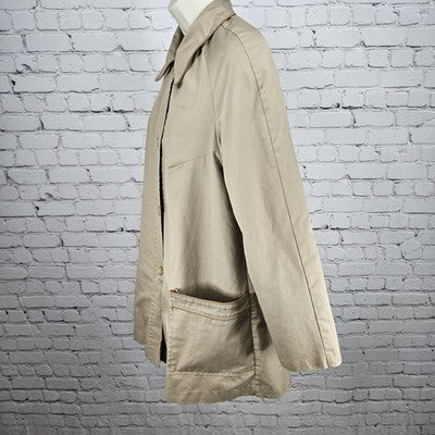 VTG Rain Or Shine Tan Removable Faux Fur Lining Buttoned Trench Coat USA Small S