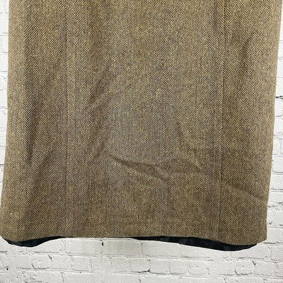 VTG Adolfo Studio Brown Wool Blend Back Slit Lined Zip Closure Skirt Size 8