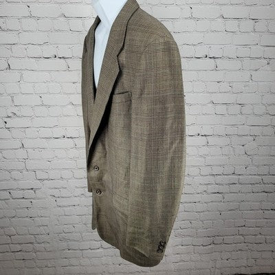 Holbrook Tan Houndstooth 2 Button Ventless Notch Blazer Sport Coat Size 42XL