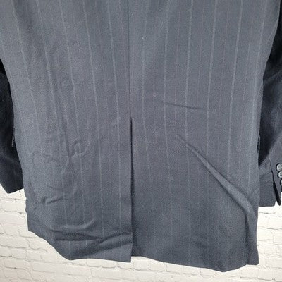 Hart Schaffner Marx Navy 100% Wool Pinstriped 2 Button Blazer Sport Coat USA 40R