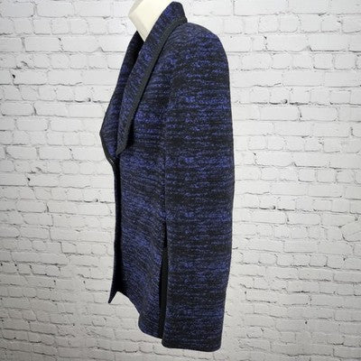 Tahari Black Purple Knit Textured Snapped Collared Pockets Lined Jacket 12