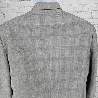 VTG Barrister Black White Glen Check 2 Button Notch Blazer Sport Coat USA 42