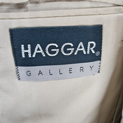 VTG Haggar Gallery Beige Check 2 Button Vented Notch Blazer Sport Coat USA 38