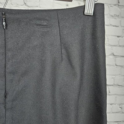 VTG Mikai Jerry Shabo Black Wool Back Slit Lined Pencil Straight Midi Skirt US 6