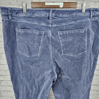 Soft Surroundings Blue Velveteen Stretch Straight Leg Ankle Pants 20W (40x26.5)