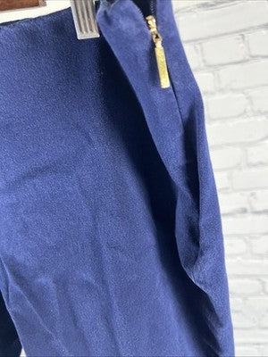 Lauren Ralph Lauren Blue Flat Front Side Zip Hi-Rise Tapered Dress Pants 14