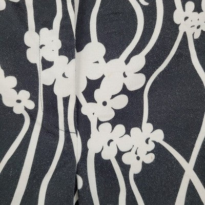 Talbots Black & White Floral Stretch Mid Rise Pants USA Made Size 8 (28x26)
