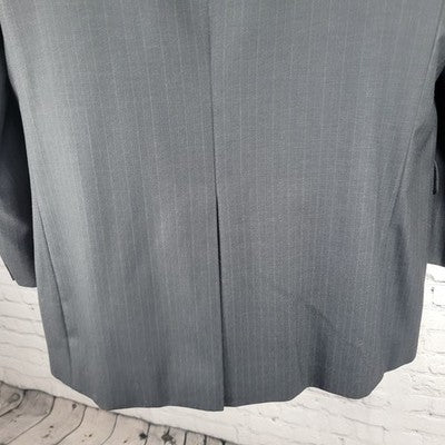 Jos A Bank Black 100% Wool Pinstriped 2 Button Notch Blazer Sport Coat 44L