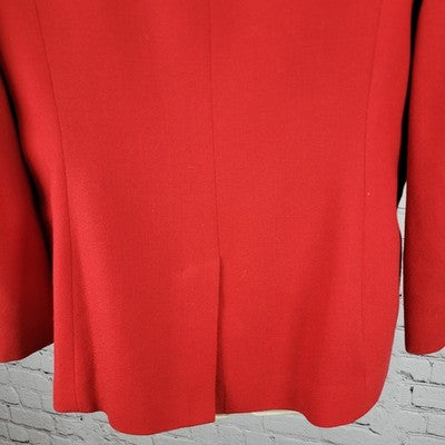 VTG SB Collection Red 100% Wool 3 Button Vented Notch Blazer Jacket USA 10