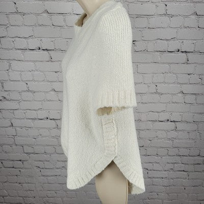 Anthropologie White Soft Cozy Chunky Knit Short Sleeve Sweater Top Size XS