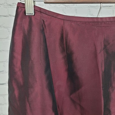 Tahari Dark Red Back Slit Lightweight Lined Straight Pencil Skirt Size 8 (25x19)