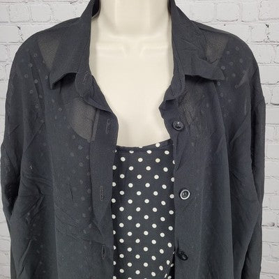 VTG Studio I Black Polka Dot 3 Piece Outfit Skirt Set USA Made Size 16 Large L