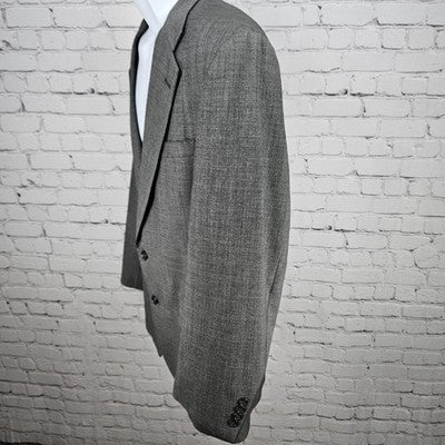 VTG Barrister Grey 100% Wool 2 Button Single Vented Notch Blazer Sport Coat 42