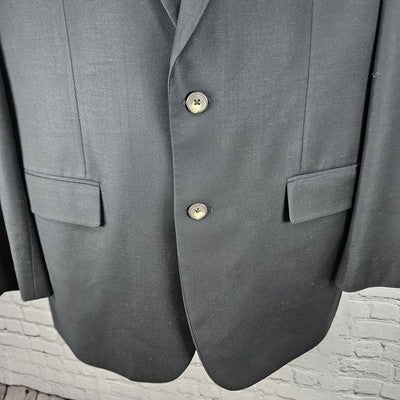 Lauren Ralph Lauren Black 100% Wool 2 Button Vented Notch Blazer Sport Coat 42L