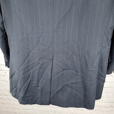 Jos A Bank Dark Navy Pinstriped 100% Wool Travelers Blazer Sport Coat Size 42R