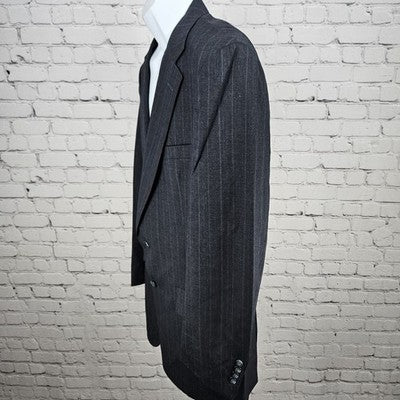 Austin Reed Navy 100% Wool Pinstriped 2 Button Notch Blazer Sport Coat USA 41L