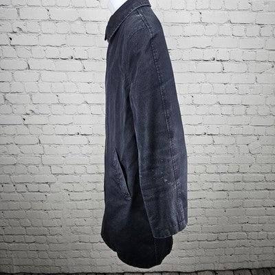 A.P.C. Rue Madame Paris Navy 100% Cotton Twill Button Lined Long Coat XS *bleach