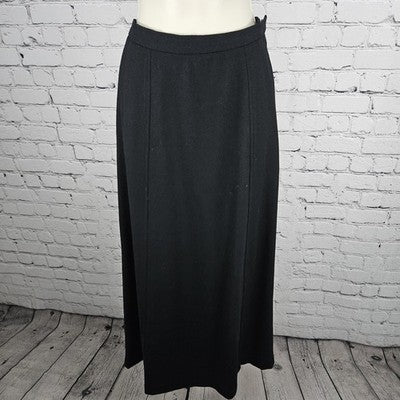 VTG Jones New York Black 100% Wool Midi Skirt Suit 2 Piece Set USA 10/12