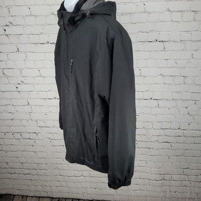 Free Country Black Insulated Removable Hood Inner Pockets Jacket Size Medium M