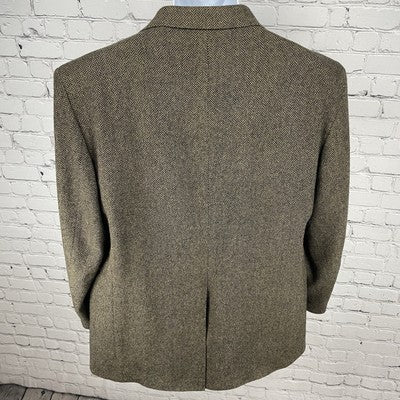 Towncraft Brown Lambswool Herringbone Tweed 2 Button Blazer Sport Coat Size 44R