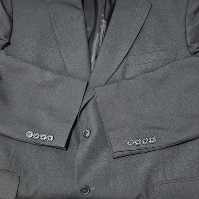 Towncraft Black Worsted Wool Blend 2 Button Vented Notch Blazer Sport Coat 46L