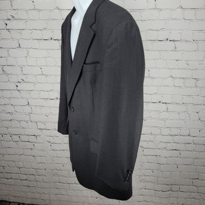 Jos A Bank Black 100% Wool Pinstriped 2 Button Notch Blazer Sport Coat 44L