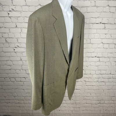 VTG Just Men’s Yellow & Blue Houndstooth 2 Button Blazer Sport Coat Size 44L