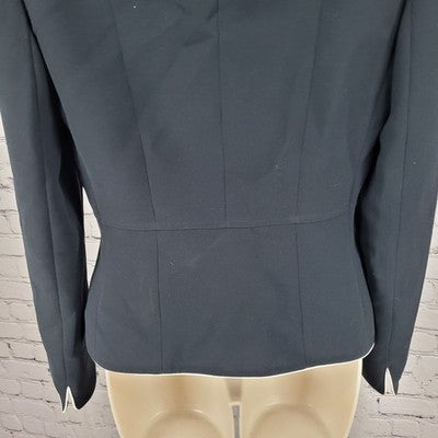 Tahari Black White Trim One Button Ventless Notch Lined Blazer Suit Jacket 4
