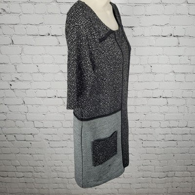 Meadow Rue Anthropologie Black & White Textured Sweater Shift Dress Size Small S