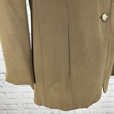VTG Rena Rowan Brown 100% Silk Lightweight Lined Buttoned Pockets Jacket Size 6P