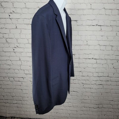 Joseph Abboud Navy 100% Wool Marzotto Super 100's Blazer Sport Coat US 50R *hole